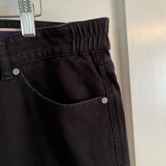 𝅺saint James Woman's Denim "1889"Jeans Size 14 Straight Leg Side Elastic Black - Picture 4 of 13